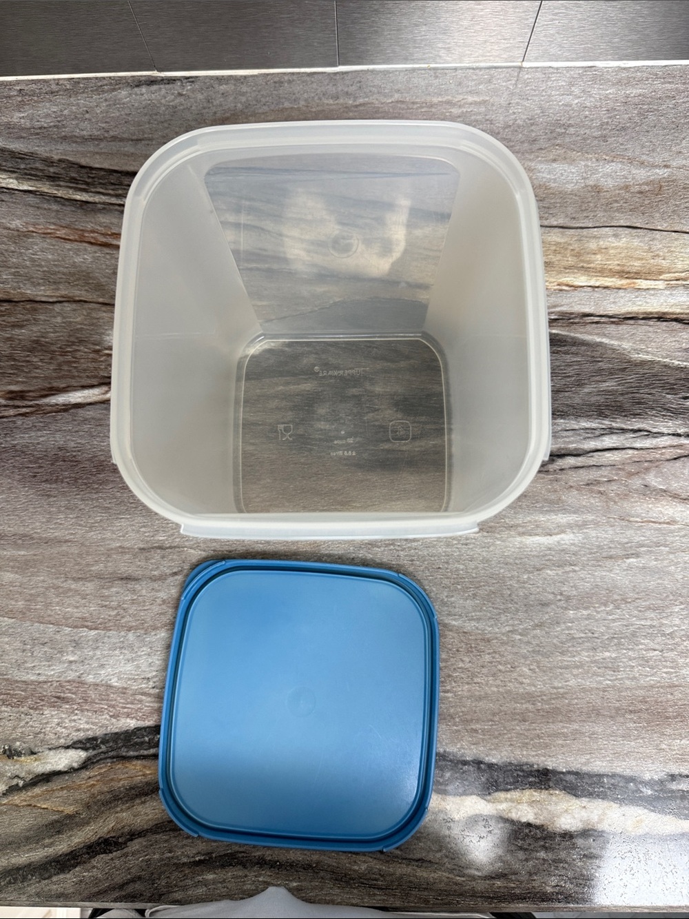 Tupperware Storage Container with Blue Lid - Picture 5 of 5